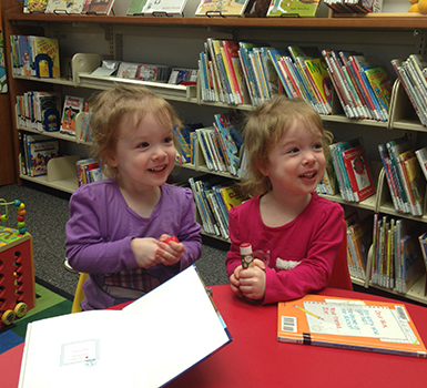 Ariane and Amaia at Independent Hill Library