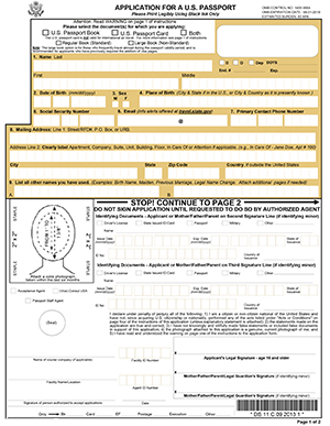 Example of DS-11 form