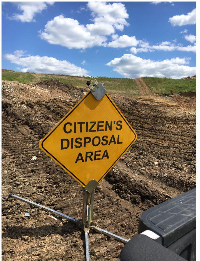 Disposal Area Sign at landfill workface