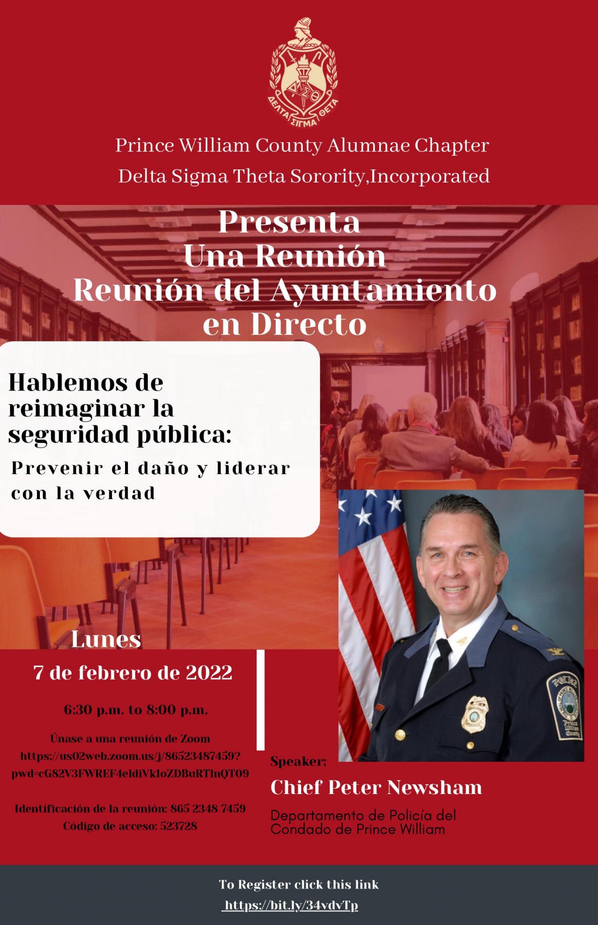Town Hall meeting flyer spanish