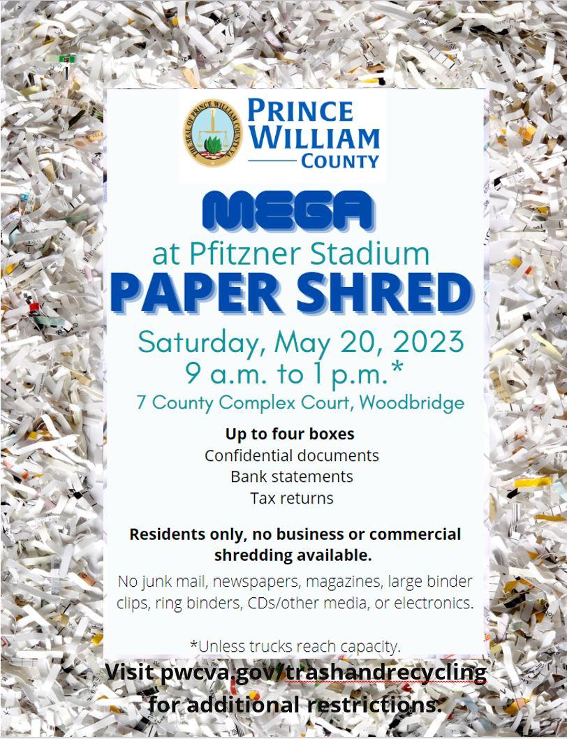 May 20, 2023 Paper Shred at Pfitzner Stadium Flyer 