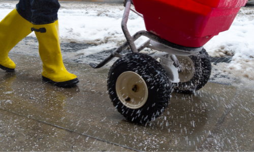 salting sidewalk