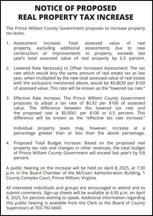Image of Ad Notice of Real Property Tax Increase