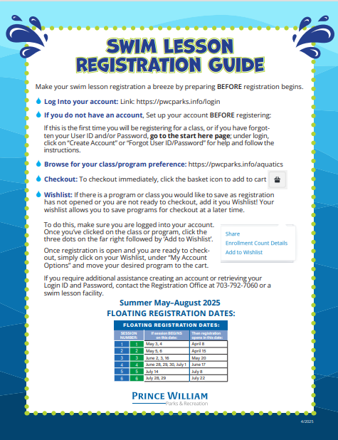 Swim Lesson Registration Guide 2025