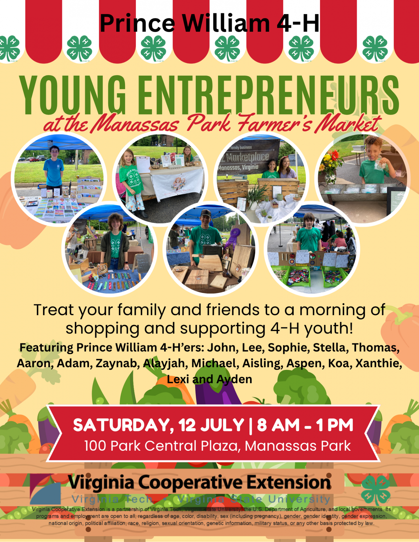 PW 4-H Young Entrepreneurs at the Manassas Park Farmers Market on July 12, 2025