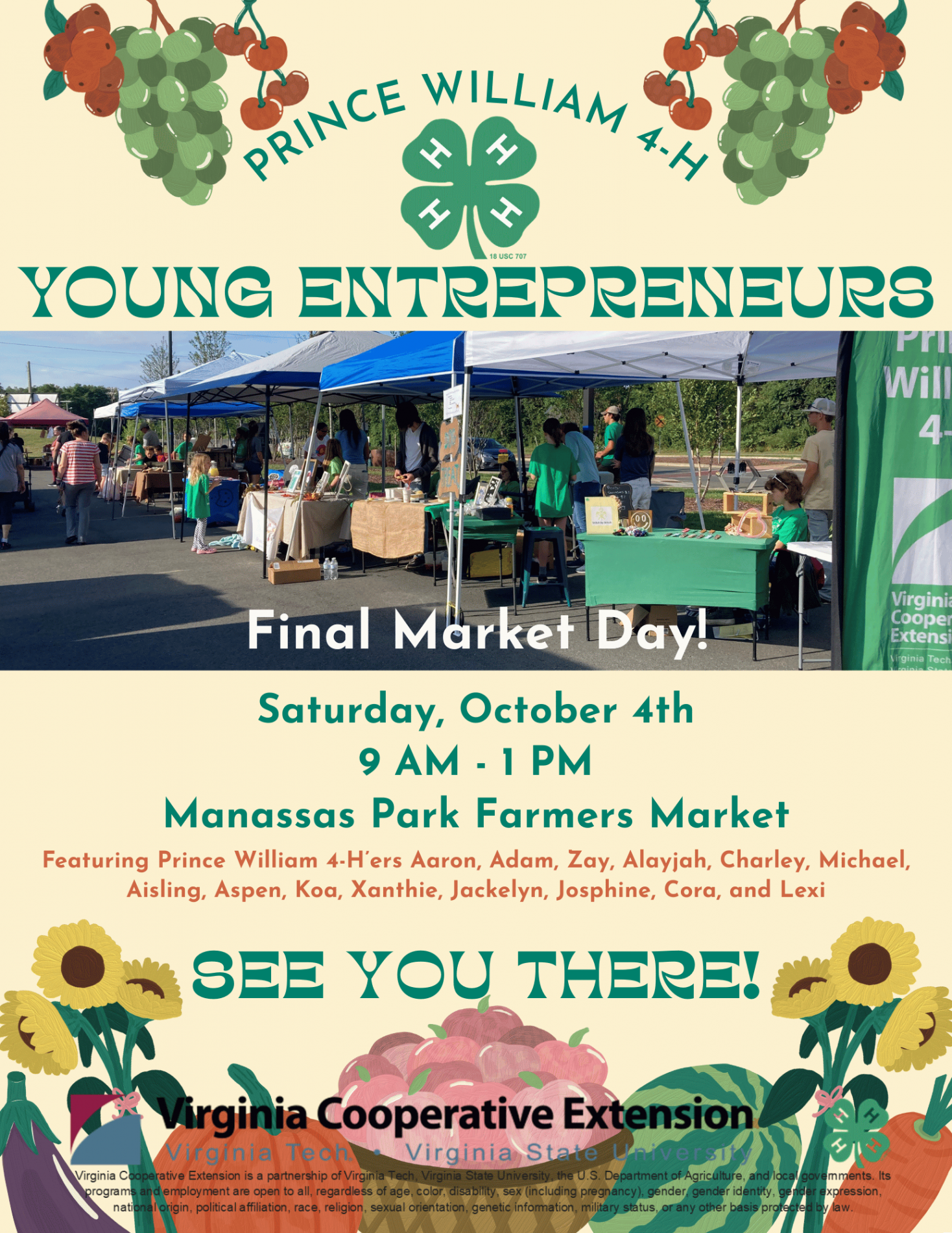 October 2025 Prince William 4-H at the Manassas Park Farmers Market