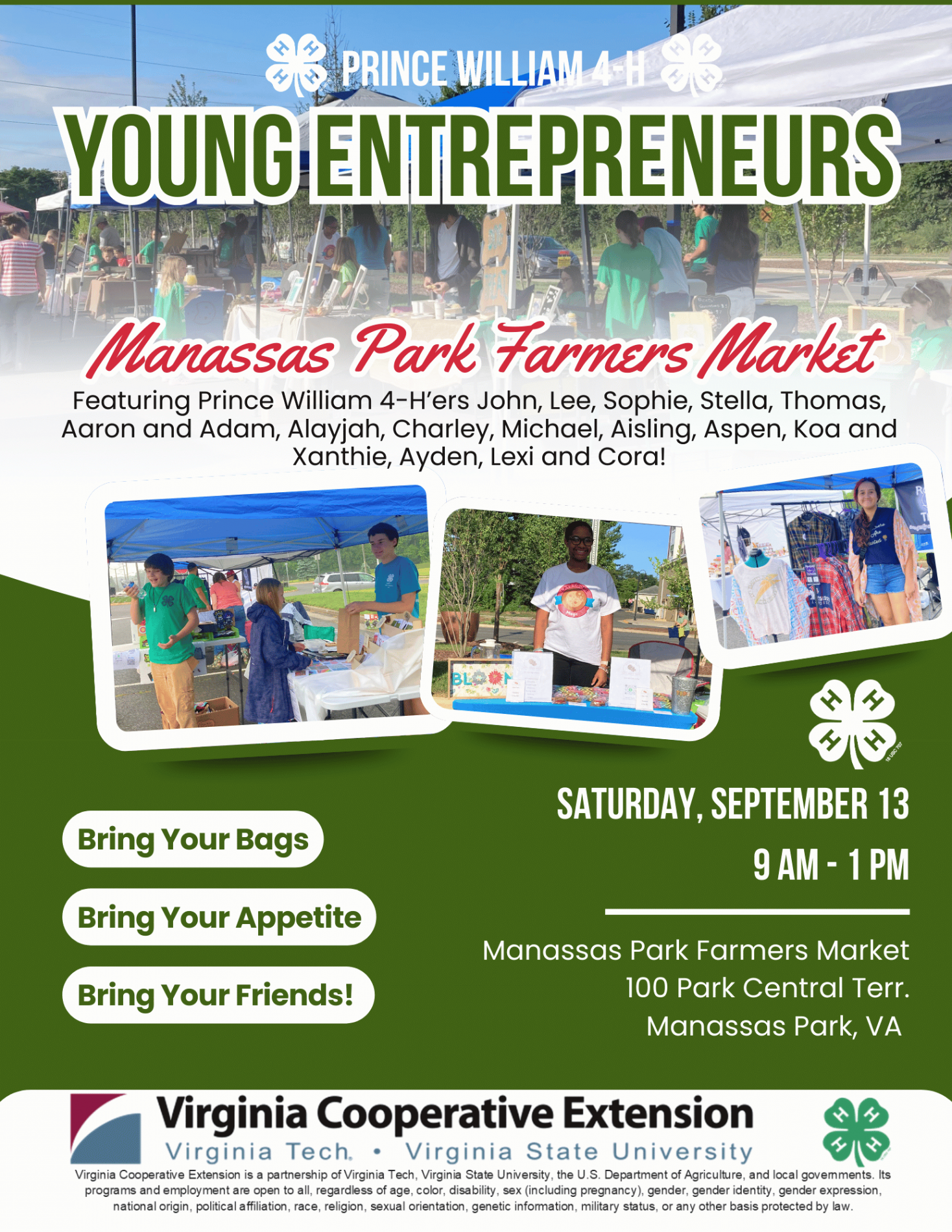 Prince William 4-H Young Entrepreneurs Market Day Sept 13th 2025