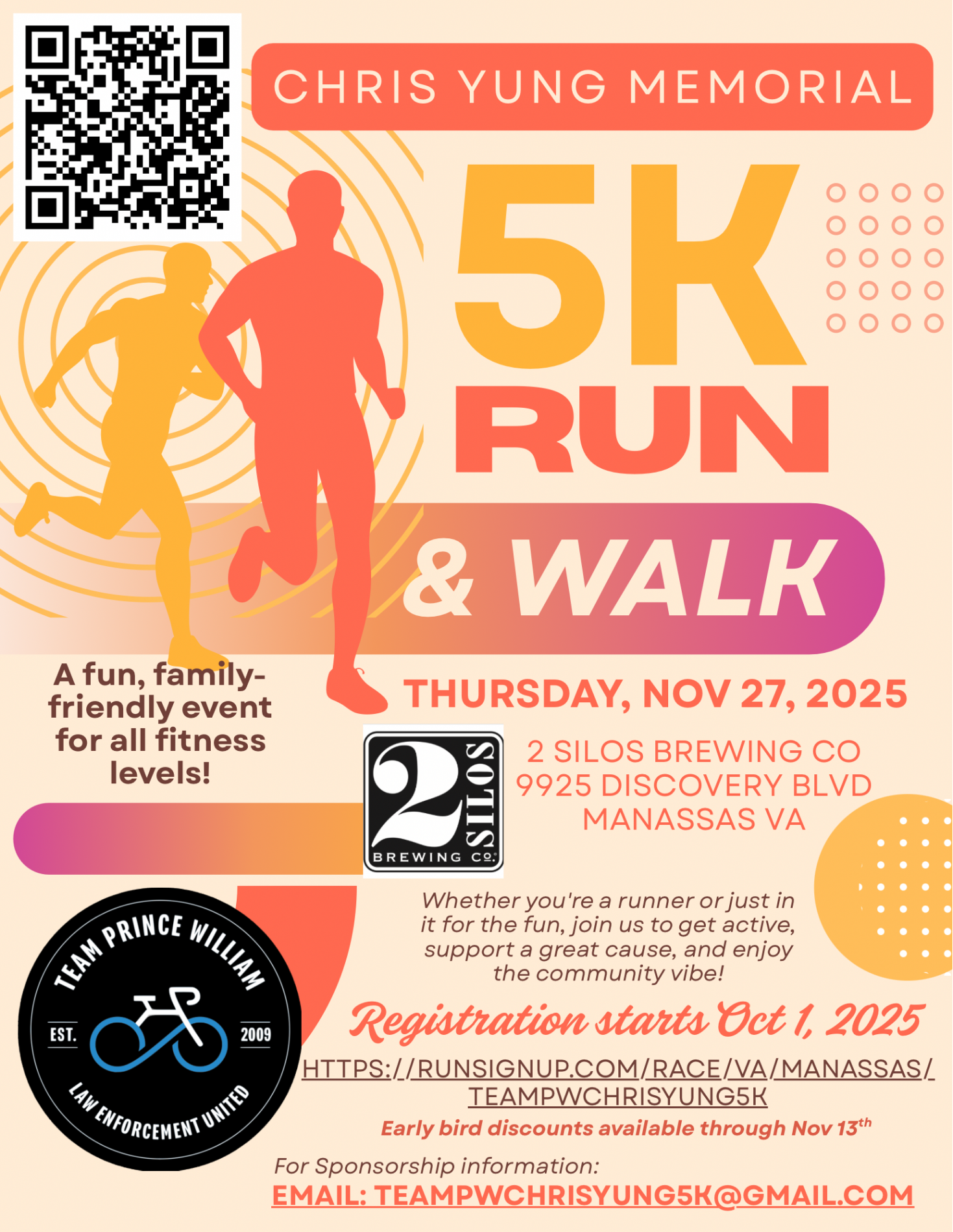 Flyer with information on the 2025 Chris Yung Memorial 5K Run and Walk on Nov. 27, 2025