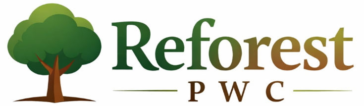 The Reforest PWC logo featuring a stylized green tree graphic next to the words “Reforest PWC” in green and brown lettering.