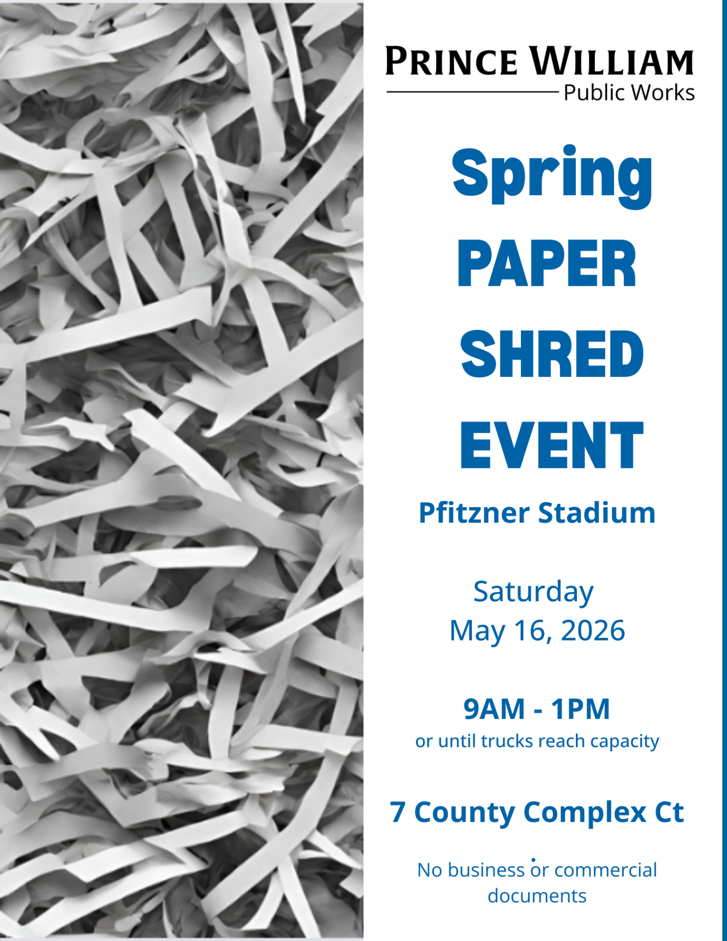 Paper shred graphic - May 9, 2026 flyer information