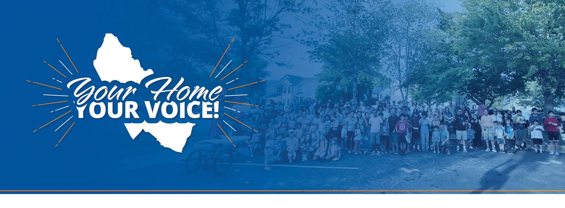 2026 community survey banner. Your home, your voice!