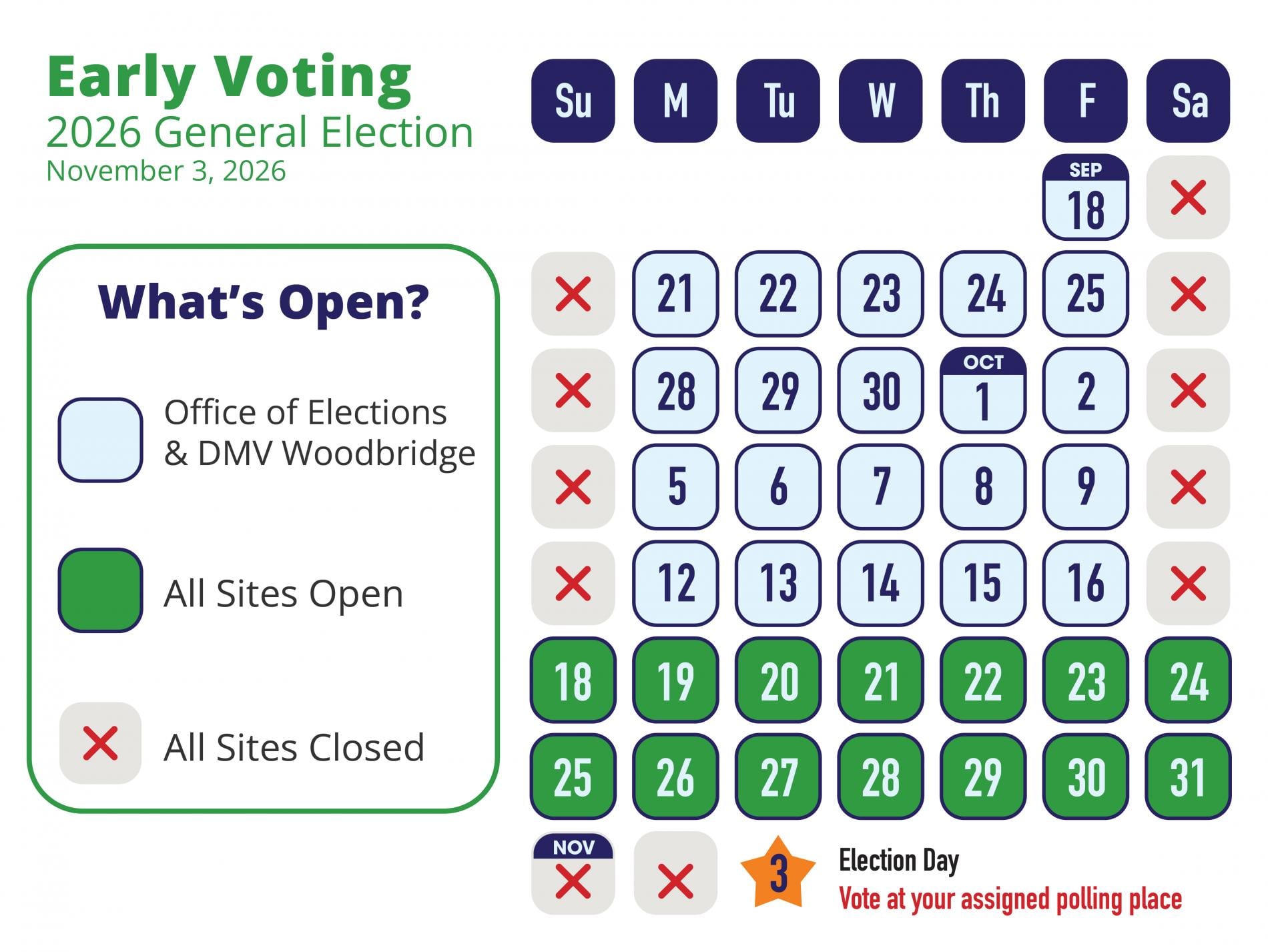 November early voting calendar
